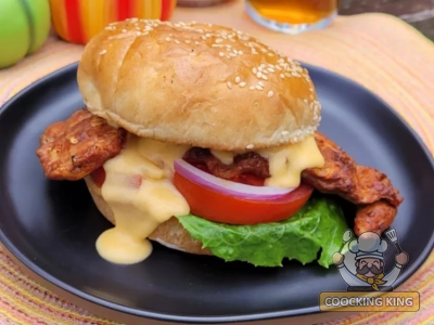 Spicy Chicken Burger with Beer Cheese Sauce