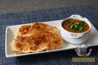 Malaysian Flatbread (Roti Canai) with Curried Lentil Dip
