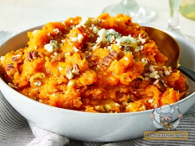 Mashed Butternut Squash with Blue Cheese and Pecans